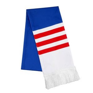 Full Color Printed Satin Soccer Fan Costume Scarf with Tassel