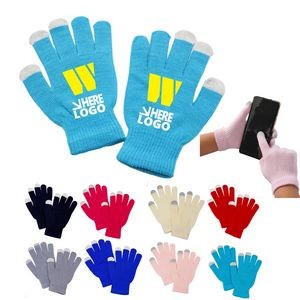 Full Color Knit Texting Touchscreen Fingers Gloves