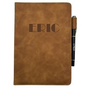A5 Leather Notebook With Pen 100 Sheets Paper Soft Cover Clear