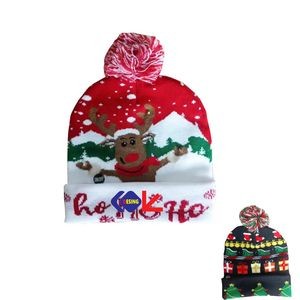 Custom Christmas LED Light Up Beanie Hat (22.8" Cir)