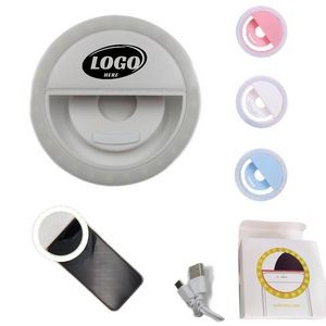 Phone Selfie Round LED Ring Fill Light Recharging w/ Clip