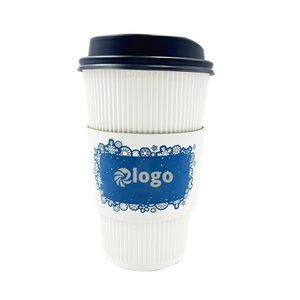 16 Oz Thickened Hot Coffee Paper Cups With Lid And Sleeve