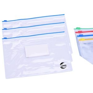 A4 Card Horizontal Zipper Transparent PVC File Bag
