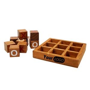 Engraved Logo XO Wooden Tic-tac-toe Game Board Pieces Set