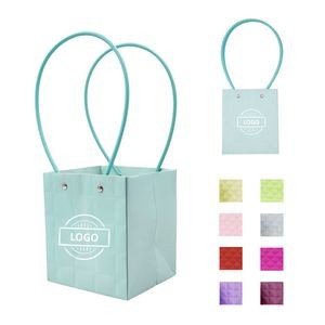 Premium Plaid Flower Gift Shopping Bag - Medium Size