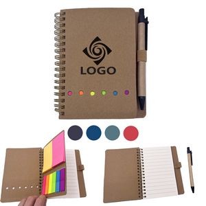 Spiral Notebook With Pen And Sticky Notes