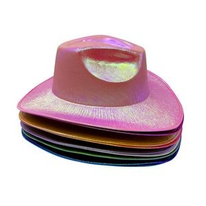 Space Cowgirl Hat Holographic Rave Hat Glitter Cowboy Hat For Bachelor Halloween Party