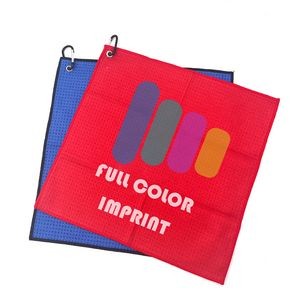 Waffle Golf Towel With Carabiner Full Color Sublimation MOQ 100