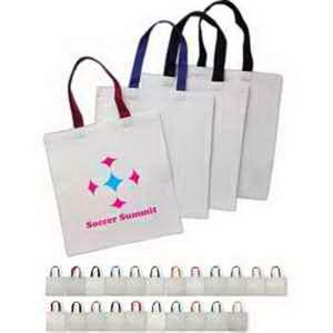 Q-Tees® Economical Tote Bag Natural Body w/Color Handles
