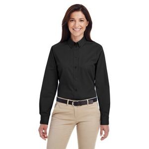 Harriton Ladies' Foundation 100% Cotton Long-Sleeve Twill Shirt With Teflon™