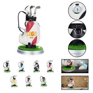 Golf Bag Pen Holder And Golf Pen With Clock