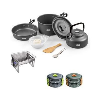 Camping Cookware Set With Barbecue Rack