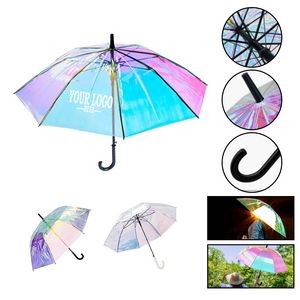 Clear Holographic Iridescent Umbrella