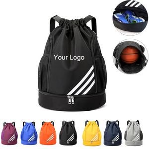 Drawstring Backpack with Shoes Compartment