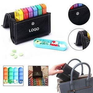 Weekly Pill Organizer 2 Times a Day with PU Leather