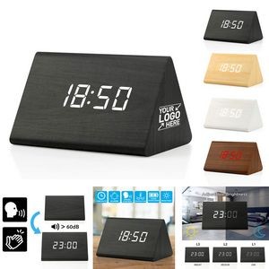 Modern Triangle LED Wooden Alarm Clock