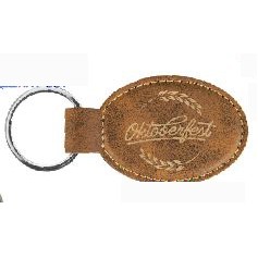 Rustic Gold Oval Leatherette Key Chain (4"x 1 3/4")