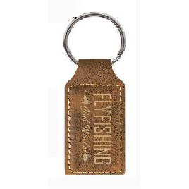 Rustic Gold Rectangle Leatherette Key Chain (3 3/4"x 1 1/4")
