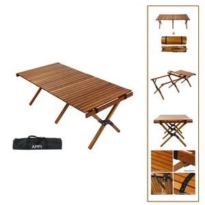 Wood Foldable Camping Egg Roll Table