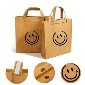 Washable Kraft Paper Tote Gift Shopping Bag