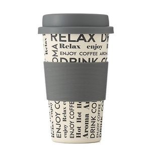 Bamboo Fibre Travel Coffee Cup Mug With Silicone Lid