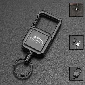 Retractable Badge Reel Keychain W/ Carabiner