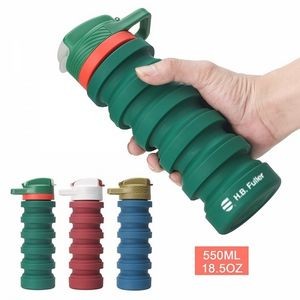 18.5 Oz. Eco-Friendly Foldable Silicone Water Bottle