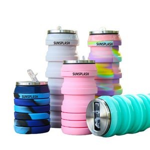 16.5Oz Can-Shaped Collapsible Sports Silicone Water Bottle