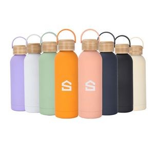 17 oz. Double Wall Stainless Steel Water Bottle w/ Bamboo Lid