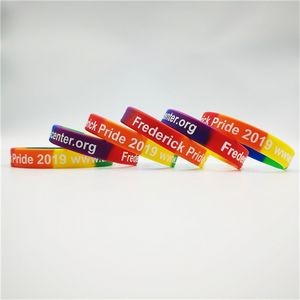 Printed 1/2" Segmented Rainbow Silicone Wristband