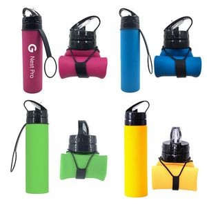 20 Oz. Foldable Silicone Water Bottle,