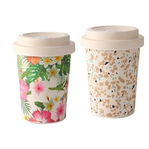Bamboo Fiber Takeaway Custom Coffee Cups with Lids 12oz 350ml