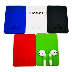 Multicolor Silicone Phone Wallet With Earbuds Holder