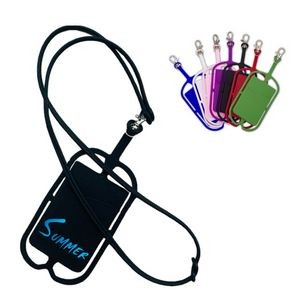 Mobile Phone Silicone Lanyard Card Holder With Pocket