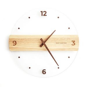 Solid Wood Acrylic Glass Wall Clock