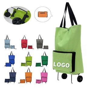 Solid Color Shopping Bag With Wheels