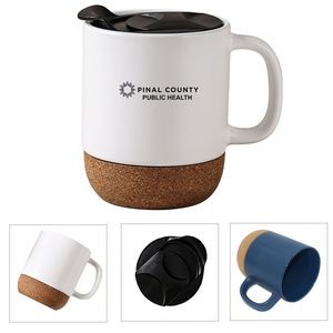 12Oz Ceramic Custom Coffee Mug With Cork Bottom