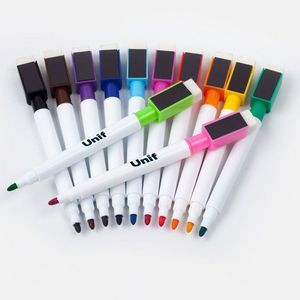 Dry-Erase Colored Whiteboard Markers With Magnetic Cap And Eraser