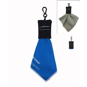 Double-Sided Custom Microfiber Cleaning Cloth W/Pouch.