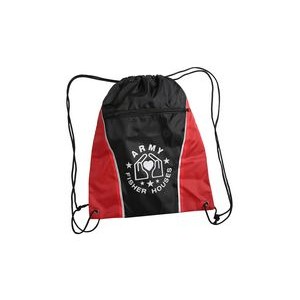 Two-Tone Custom Drawstring Bag With Ear Bud Port & Zipper Pocket