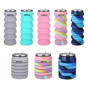 16.5Oz Can-Shaped Collapsible Sports Silicone Water Bottle