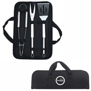 3-piece Stainless Steel BBQ Set w/ Carrying Bag