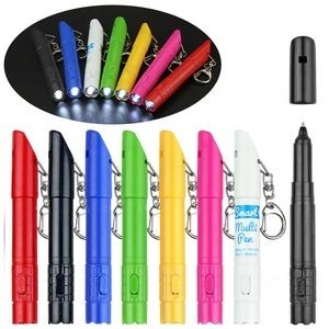Creative Outdoor Multi-Color Security Whistle With Led Flashlights And Ballpoint Pen