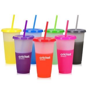 24oz. Reusable Cups with Lids and Straws