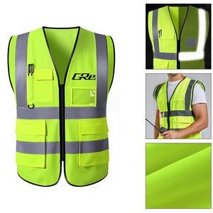 Knitted Fabric Multi-pocket Reflective Vest