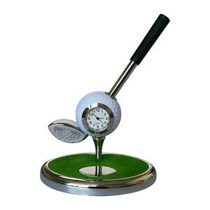 Golf Club Ballpoint Pen w/Golf Ball Clock