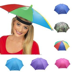 Foldable rainbow umbrella hat