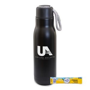 16 Oz. Matte Stainless Steel Insulated Vacuum Bottle w/Bungee Lid & Lemonade Packet