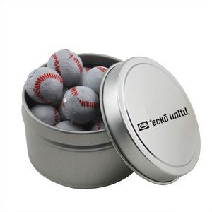 Round Tin w/Chocolate Baseballs
