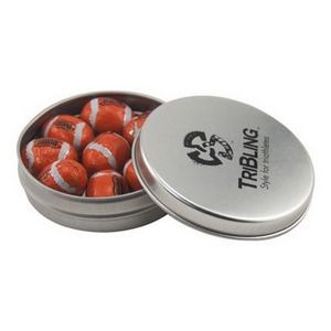 Round Tin with Chocolate Footballs-1.7 Oz.